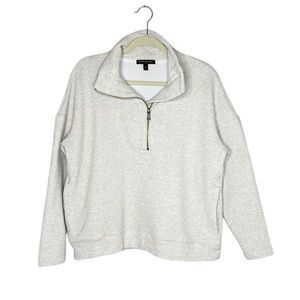 Banana Republic Factory Half Zip Funnel Neck Sweatshirt in Oatmeal heather
